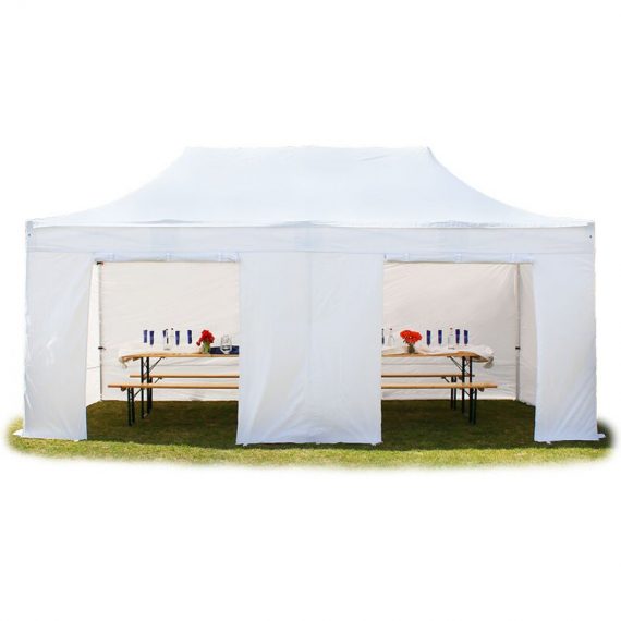 House Of Tents - 3x6m Pop Up Gazebo professional Aluminium 40 mm, incl. Sidewalls, fire resistant, white Long-Life pvc approx. 620g/m² - white