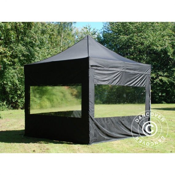 Dancover - Pop up gazebo FleXtents Pop up canopy Folding tent pro 3x3 m Black, incl. 4 sidewalls - Black