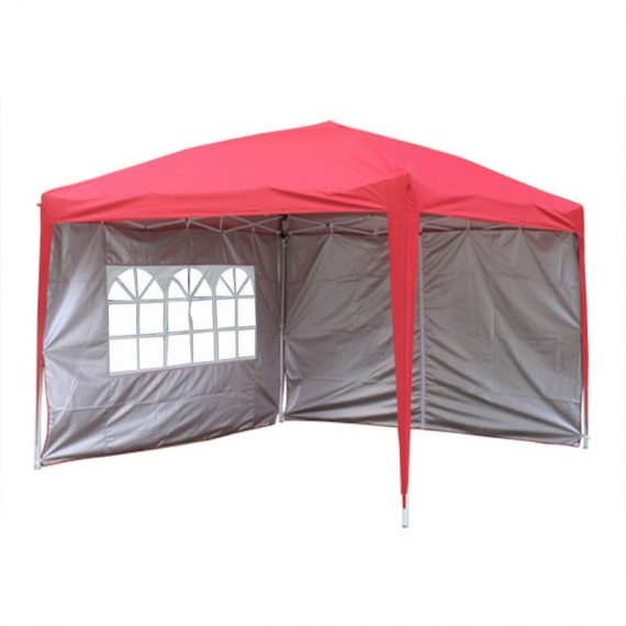 Greenbay Garden Pop Up Gazebo Party Tent Canopy With 4 Sidewalls and Carrying Bag Red 3x3M 614PG30RE