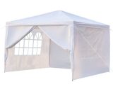 Soekavia - 3x3m Garden Gazebo Marquee Tent with Side Panels, Fully Waterproof, Powder Coated Steel co.ukame for Outdoor Wedding Garden Party, White(4 CUK08856