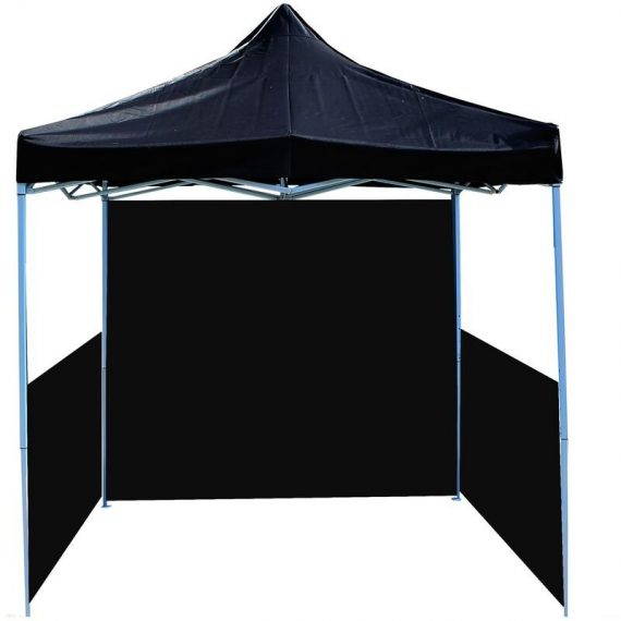 Folding gazebo tent canopy black 300x300cm with side fabrics - Primematik DS03200
