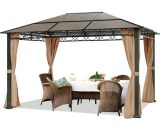 House Of Tents - TOOLPORT Garden pavilion 3x4 m waterproof ALU DELUXE gazebo with 4 sides Party tent in brown translucent PC roof - cappuccino