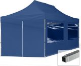 House Of Tents - 3x6 Pop Up Gazebo economy Aluminium 32 mm, incl. Sidewalls with Panorama Windows, dark blue High Performance Polyester approx.