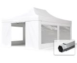 4x6m Pop Up Gazebo PROFESSIONAL Aluminium 50 mm, incl. Sidewalls with Panorama Windows, fire resistant, white Long-Life PVC approx. 620g/m² - white
