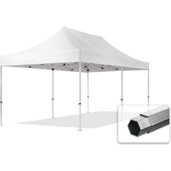 House Of Tents - 3x6m Pop Up Gazebo professional Aluminium 40 mm, fire resistant, white Long-Life pvc approx. 620g/m² - white