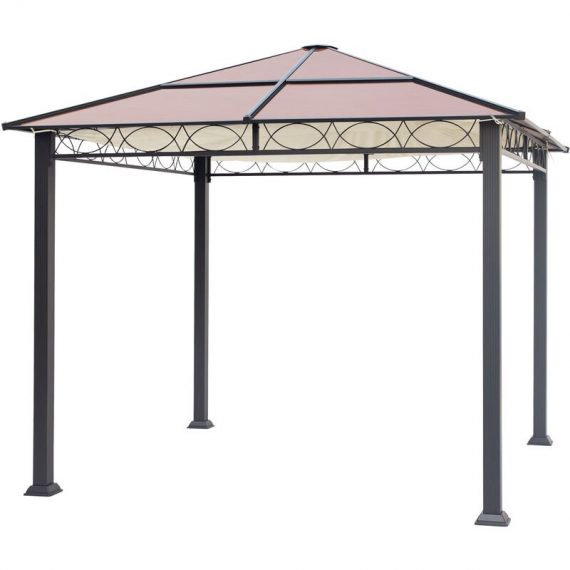 Sun sail for garden gazebo Rendezvous Deluxe 3x3 m incl. fixing materials - champagne - champagne colours