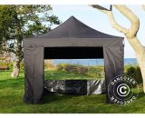 Pop up gazebo FleXtents Pop up canopy Folding tent Steel 4x4 m Black, incl. 4 sidewalls - Black