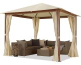 Garden gazebo 3x3 m wood finish, roof approx. 220 g/m² polyester 4 side panels in champagne - champagne colours