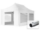3x6m Pop Up Gazebo PROFESSIONAL Aluminium 40 mm, incl. Sidewalls with Panorama Windows, fire resistant, white Long-Life PVC approx. 620g/m² - white
