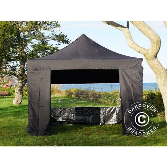 Pop up gazebo FleXtents Pop up canopy Folding tent Basic v.3, 4x4 m Black, incl. 4 sidewalls - Black