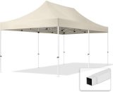House Of Tents - Popup Garden Gazebo 3 x 6 m - without Sidewalls in folding Canopy high performance polyester ECONOMY in creme - cream