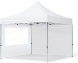 3x3 Pop Up Gazebo ECONOMY Aluminium 32 mm, incl. Sidewalls with Panorama Windows, white High Performance Polyester approx. 300g/m² - white