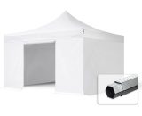 House Of Tents - 4x4m Pop Up Gazebo PROFESSIONAL Aluminium 40 mm, incl. Sidewalls, white High Performance Polyester approx. 400g/m² - white