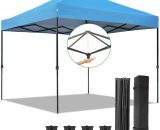 Gizcam - 3M x 3M Heavy Duty Commercial Pop-up Canopy with Wheeled Carry Bag and Sand Bags,Blue 642380939862 642380939862