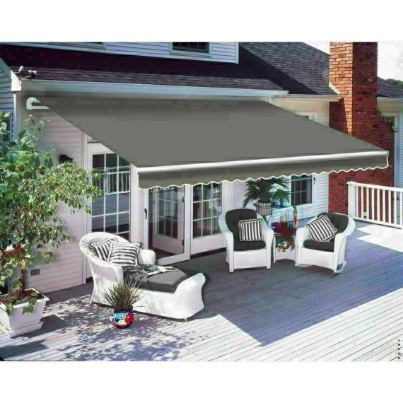 Greenbay 2.5 x 2m Manual Awning Garden Patio Canopy Sun Shade Shelter Retractable Grey 7425650154171 602AW2520GY