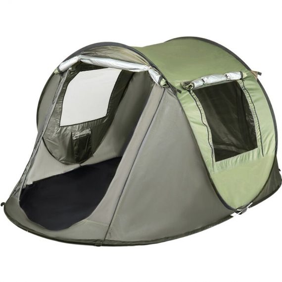 Camping Tent Automatic Outdoor Quick Open UV Protection Waterproof 3-4 Person Armygreen 250x150x110CM 9137780093838 AGTP6138256