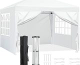 Femor - 3 x 3 m White Gazebo,Pop Up Waterproof Folding Gazebo, Sun Protection, PartyTent,Garden Gazebo with 4 Side Panels and Carry Bag 794775169740 1013771