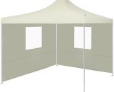 Devenirriche - Professional Folding Party Tent with 2 Sidewalls 2x2 m Steel Cream - Cream MM-44722