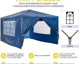 DayPlus Garden Gazebo with Sides 3M x 3M Outdoor Garden Shelter with Detachable Sides Waterproof Beach Party Festival Camping Tent Canopy Wedding PE-3X3-B-4-NEW