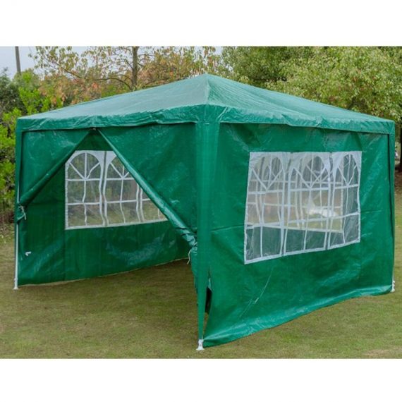 Day Plus - green- Garden Gazebo with Sides 3M x 3M Outdoor Garden Shelter with Detachable Sides Waterproof Beach Party Festival Camping Tent Canopy PE-3X3-G-4-NEW-M1