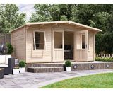 Log Cabin Severn W5m x D3m - Garden Home Office Man Cave Workshop Summerhouse Shed 45mm Walls Double Glazed and Roof Shingles 5055438717568 479