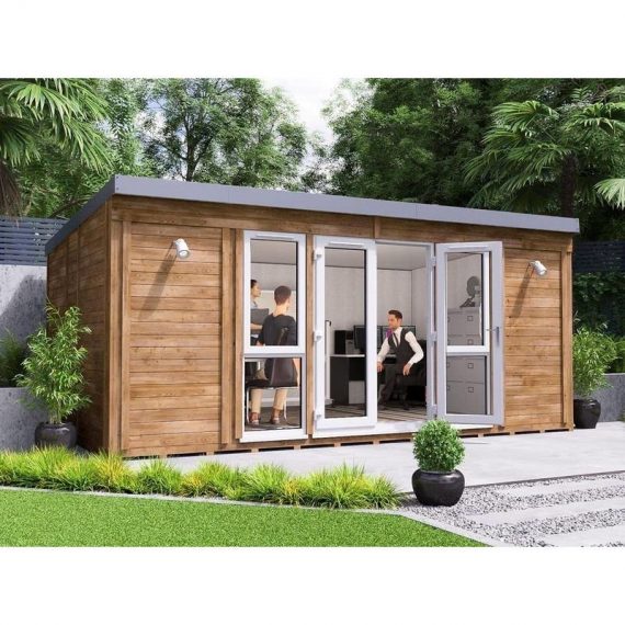 Dunster House Ltd. - Garden Office Titania 5.5m x 3.5m - Insulated Studio Pod Home Office Study Room Double Glazing Toughened Glass 5055438719142 7308