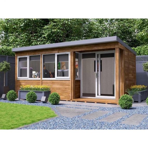 Garden Office Helena Right 5.4m x 2.7m - Insulated Home Office Studio Pod Study Room Double Glazing Toughened Glass 5055438719210 7303