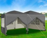 Pop-up Gazebo 3m x 6m with Sides Wind Bars & 6 Weight Bags Water Proof Canopy GREY 5060856462860 GZ1302