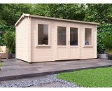 Log Cabin Lantera W4.5m x D2.5m - Summer House Garden Office Workshop Man Cave Shed 45mm Walls Double Glazed and Roof Shingles 5055438718374 416