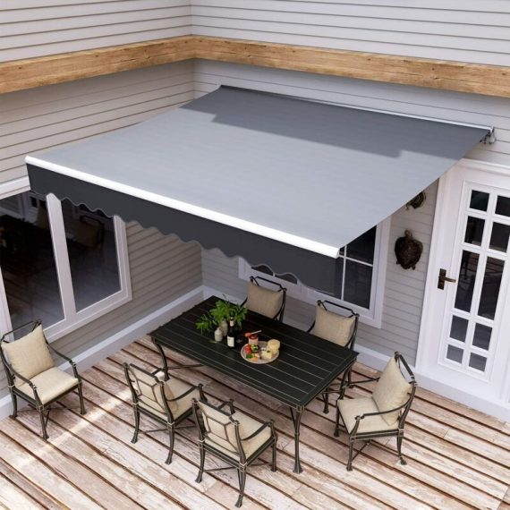 Bamny - Manual awning for patio, courtyard, balcony, restaurant, café Articulated arm awning, UV protection and waterproof ( 2.5 x 3m, GRAY) 768558600720 768558600720