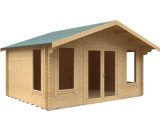 12x16w Sutton 44mm Timber Log Cabin with Fully Glazed Full Pane Double Doors and Windows 5060969161858 050210RM05