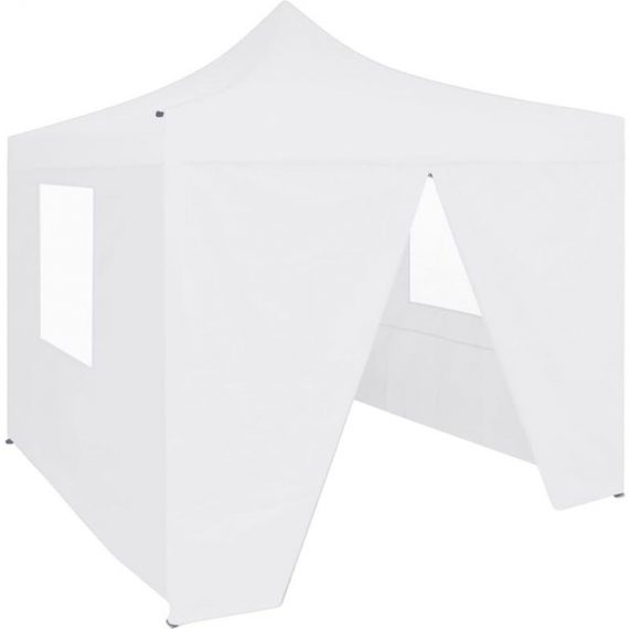 Devenirriche - Professional Folding Party Tent with 4 Sidewalls 2x2 m Steel White - White MM-44729