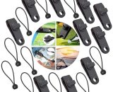 Tent Clips Clamps Multifunctional Wind Rope Buckle Tent Clip Lock Grip High Strength for Banner Tents Tarp Outdoor Camping (10 Tent Clips and 10 Tied 9347799142605 KAR020220394