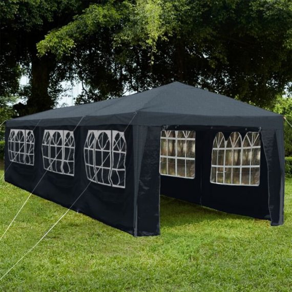 3x9m Gazebo Waterproof Sides Party Tent Marquee Garden Outdoor Canopy, Grey 5056562116395 3331555