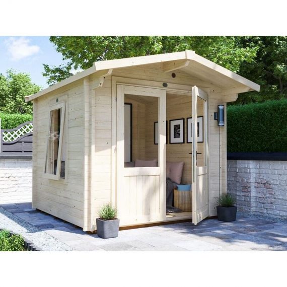 Log Cabin Avon W2.5m x D2.5m - Garden Home Office Man Cave Workshop Summerhouse Shed 28mm Walls Toughened Glass and Roof Shingles 5055438718671 598