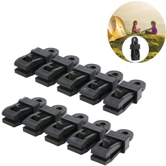 Denuotop - 10 Pcs Tarp Clips, Outdoor Tent Canopy Clip Awning Windproof Fixed Buckle Clip Multifunctional Wind Rope Buckle Clip Tent Large Instant 9403580614543 DTJW2672
