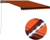 Vidaxl - Manual Retractable Awning with LED 300x250 cm Orange and Brown Orange 8720286039090 8720286039090