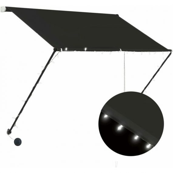 Retractable Awning with led 200x150 cm Anthracite Vidaxl Anthracite 8719883794761 8719883794761