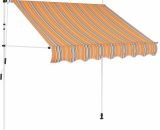 Manual Retractable Awning 200 cm Yellow and Blue Stripes Vidaxl Multicolour 8718475507895 8718475507895
