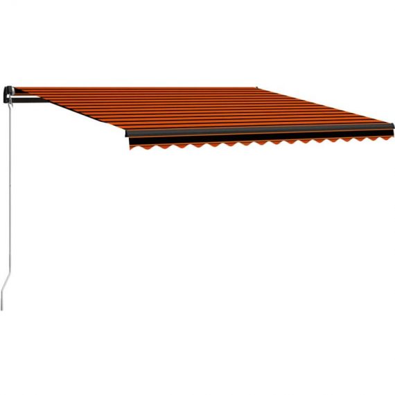 Manual Retractable Awning with led 450x300 cm Orange and Brown Vidaxl Orange 8720286039175 8720286039175