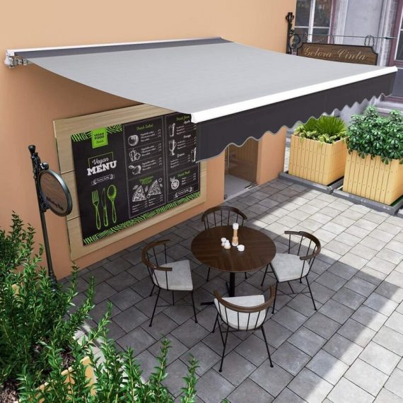 Bamny - Manual awning for patio, courtyard, balcony, restaurant, café Awning with articulated arm, UV protection and waterproof (2.5 x 2m, GRAY) 768558600713 768558600713