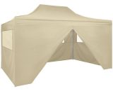 Foldable Tent Pop-Up with 4 Side Walls 3x4.5 m Cream White Vidaxl White 8718475501183 8718475501183