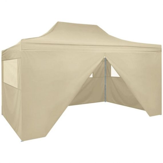 Foldable Tent Pop-Up with 4 Side Walls 3x4.5 m Cream White Vidaxl White 8718475501183 8718475501183