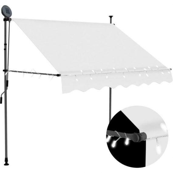 Manual Retractable Awning with LED 150 cm Cream 791304433259 145870UK