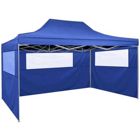 Topdeal - Foldable Tent with 3 Walls 3x4.5 m Blue VDTD29137 7738214920236 VDTD29137_UK