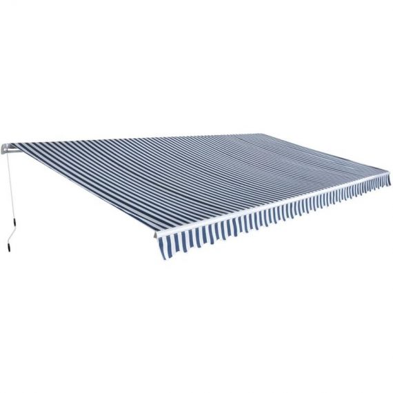 Topdeal Folding Awning Manual-Operated 600 cm Blue and White VDTD26825 7738219820777 VDTD26825_UK