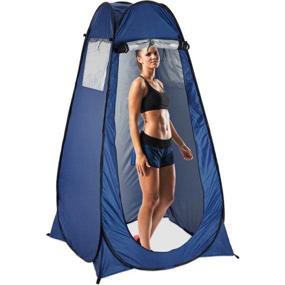 Pop Up Changing Tent, H x W x D: 190 x 120 x 120 cm, Waterproof Instant Tent, Compact, UV 50+, Blue - Relaxdays 4052025233143 10023314_0_GB