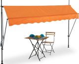 Relaxdays - Clamp Awning, 300 x 120 cm, Height Adjustable, No Drilling Required, UV Protection, Orange/Grey 4052025984519 10041464_833_GB