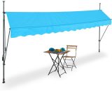 Clamp Awning, 400 x 120 cm, Height Adjustable, No Drilling Required, uv Protection, Light Blue/Grey - Relaxdays 4052025984434 10041465_835_GB