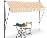 Clamp Awning, 200 x 120 cm, Height Adjustable, No Drilling Required, uv Protection, White/Orange - Relaxdays 4052025984656 10041462_831_GB